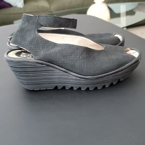 Fly London Yala Perf Wedge Open Toe Sandal